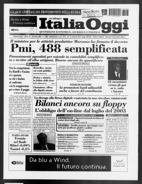 Italia oggi : quotidiano di economia finanza e politica